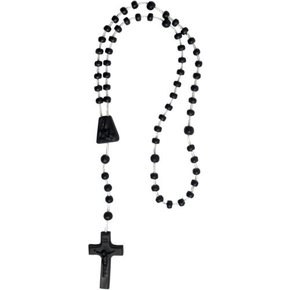 12 unid - Terço Nylon Preto Leitoso Entremeio Sag Coração de Jesus e Nossa Senhora Aparecida  27cm