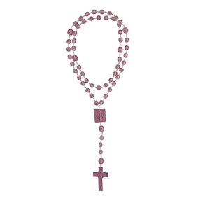 12 Unid - Terço Nylon Rosa Transparente Entremeio Sagrado Coração de Jesus e Nossa Senhora Aparecida 34cm