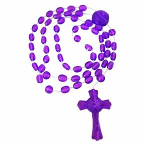 12 unid - Terço São Bento Nylon Roxo Translucido 40 cm