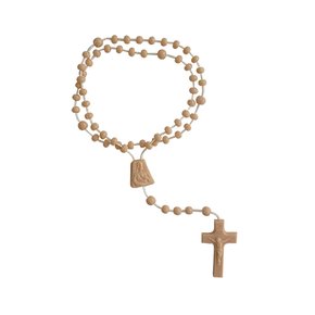 12 Unid - Terço Nylon Salmão Leitoso Entremeio Sagrado Coração de Jesus e Nossa Senhora Aparecida 27cm