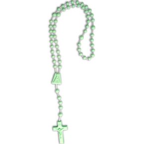 12 Unid - Terço Nylon Verde Claro Leitoso Entremeio Sagrado Coração de Jesus e Nossa Senhora Aparecida 27cm