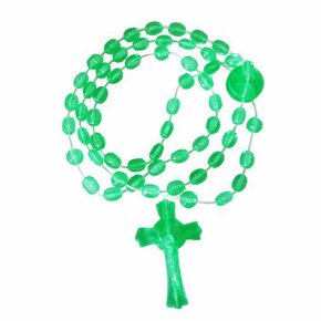 12 unid - Terço São Bento  Nylon Verde Translúcido 40cm