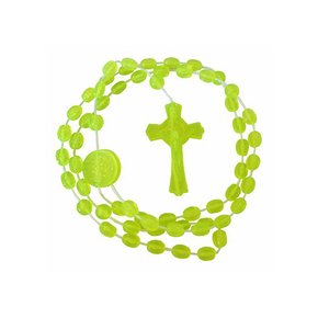 12 unid - Terço São Bento Nylon Verde Limão Translucido 40 cm