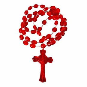 12 unid - Terço São Bento Nylon Vermelho Translucido 40cm