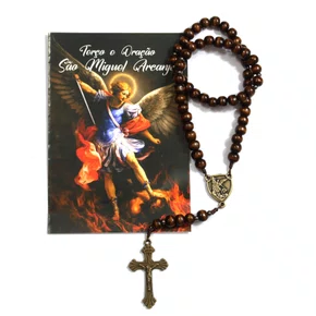 Terço Oração de São Miguel Arcanjo Imbuia 8 mm