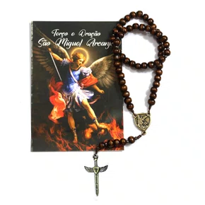 Terço Oração de São Miguel Arcanjo Imbuia 8 mm