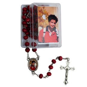 Terço Madeira Vermelha Perfumado de São Carlo Acutis - 6 mm