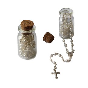 Terço Pérola Branca Na Garrafinha - 4 Mm