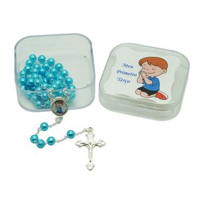 Terço Pérola Meu Primeiro Terço Menino com Caixa