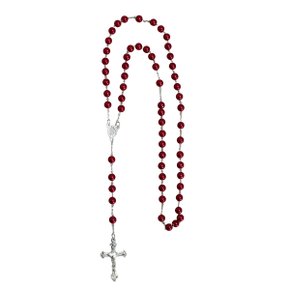 12 unid - Terço Pérola Vermelha - 6 mm