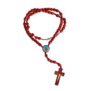 Terço Pescoço Nossa Senhora Aparecida Madeira Vermelha - 8 mm