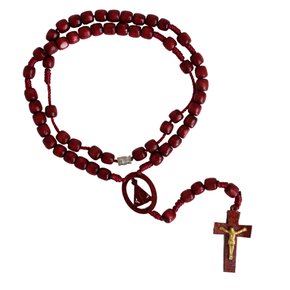 Terço Pescoço Nossa Senhora Aparecida Madeira Vermelha - 8 Mm