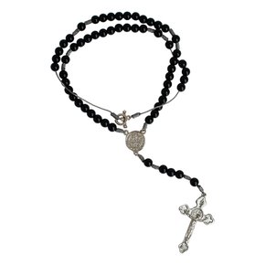 Terço Pescoço São Bento Medalha Níquel - 8 mm