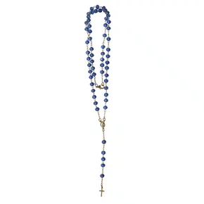 Terço Pescoço Semi Cristal Azul Claro de Nossa Senhora Aparecida 5 mm