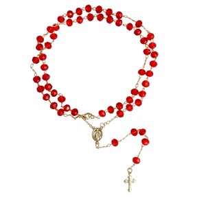 Terço Pescoço Semi Cristal Vermelho Nossa Senhora Aparecida - 5 Mm