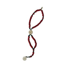 Terço São Bento para Pulso Entremeio Medalha  em Vermelho