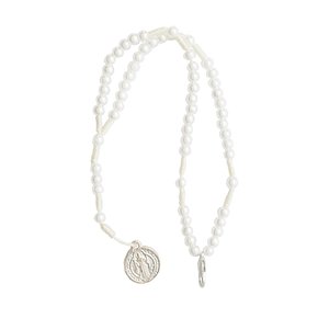 Terço São Bento para Pulso Medalha Pérola Branca