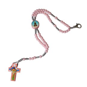 Terço Pulso Infantil Nossa Senhora Aparecida Rosa 3mm