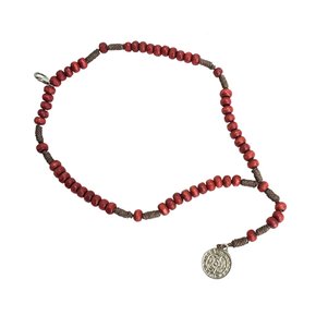 Terco Sao Bento para Pulso Medalha Contas Vermelhas
