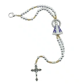 Terço Pulso de Nossa Senhora Aparecida Prata - 6 mm