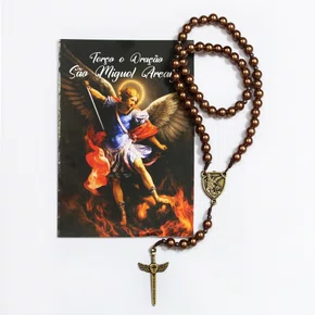 Terço Oração de São Miguel Arcanjo Bronze 8 mm