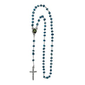 Terço Santa Terezinha Missanga Azul 4 mm