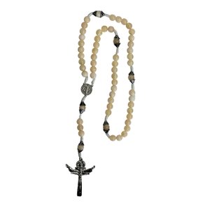 Terço São Bento Barbante Perolizado Bege 6 mm