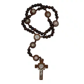 Terço de São Bento Madeira Imbuia Bola