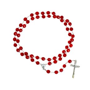 Terço Semi Cristal Vermelho ﻿- 10 mm