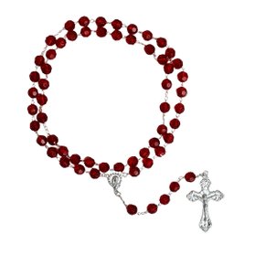 Terço Semi Cristal Vermelho - 8 mm﻿