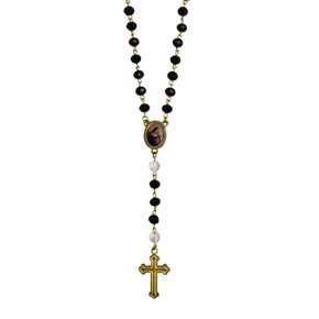 Terço de Santa Rita Semi Cristal Preto - 7 mm