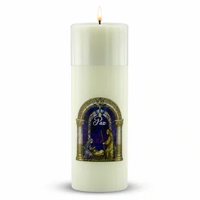 Vela Advento Branca para Altar Nascimento Colorido - 20 x 7 cm 