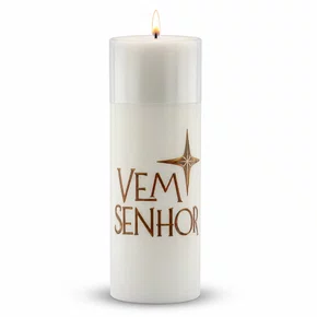 Vela Advento Branca para Altar Vem Senhor - 20 x 7 cm 