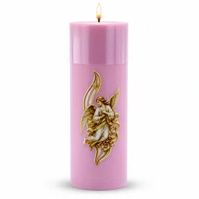Vela Advento Rosa para Altar Anjo - 20 x 7 cm 