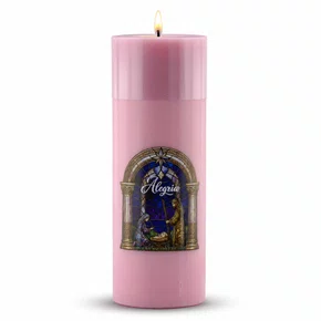 Vela Advento Rosa para Altar Nascimento Colorido - 20 x 7 cm 