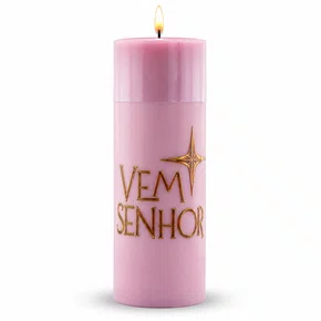 Vela Advento Rosa para Altar Vem Senhor - 20 x 7 cm 