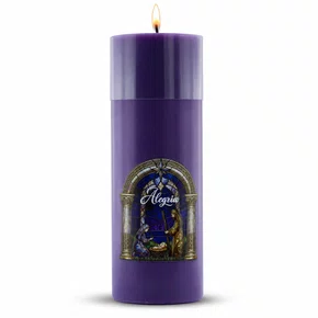 Vela Advento Roxa para Altar Nascimento Colorido - 20 x 7 cm 