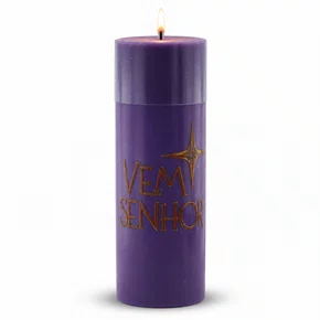 Vela Advento Roxa para Altar Vem Senhor - 20 x 7 cm