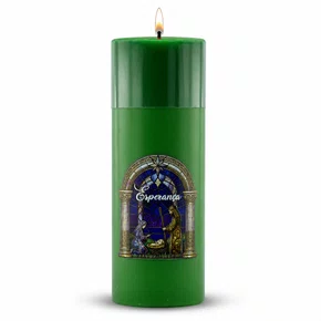 Vela Advento Verde para Altar Nascimento Colorido - 20 x 7 cm 