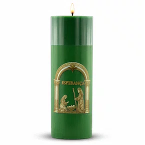 Vela Advento Verde para Altar Nascimento Dourado - 20 x 7 cm 