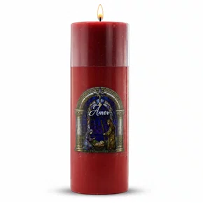 Vela Advento Vermelha para Altar Nascimento Colorido - 20 x 7 cm 