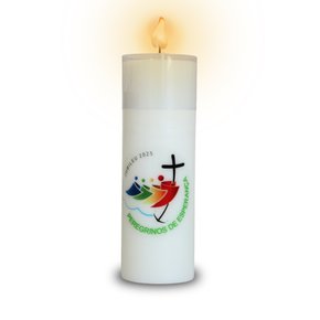 Vela Altar Branca Jubileu de Esperança 2025 - 20 Cm X 7 Cm