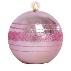 Vela Decorativa Bola Rosa Glíter 7  cm x 7 cm