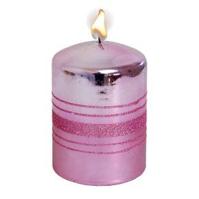 Vela Decorativa Coluna Rosa Glíter 10 cm x 7 cm