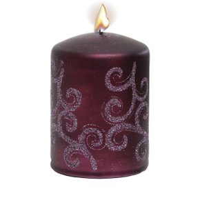 Vela Decorativa Coluna Roxo Glíter 10 cm x 7 cm