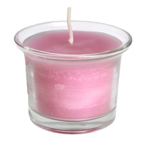 Vela Decorativa Vidro Rosa - 5 cm x 6 cm