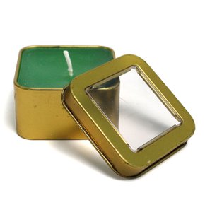 Vela Lata Quadrada Verde Perfumada - 6 cm x 3 cm