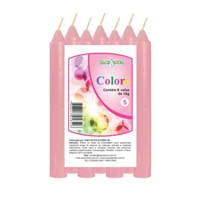 Vela Maço Premium N°5 Colorida Rosa