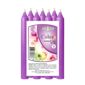 Vela Maço Premium N°5 Colorida Roxa 
