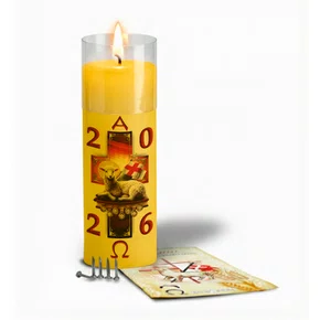 Vela Mini Círio da Família Cordeiro Sete Selos - 2026 Amarela